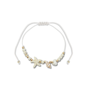 Pulsera tobillera trendy abalorios mixtas Blanco-dorado