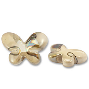 Abalorios de cer&aacute;mica griega DQ mariposa Beige-marr&oacute;n