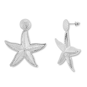 Pendientes trendy estrella de mar Plateado