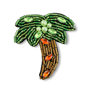 Broches palmera Verde multicolor-marr&oacute;n-naranja
