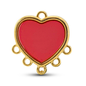 Colgantes met&aacute;licos DQ con 6 ojos Rojo-Dorado (sin n&iacute;quel)