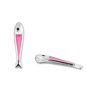 Colgantes met&aacute;licos DQ pez Rosado magenta-Plateado vieja (sin n&iacute;quel)