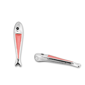 Colgantes met&aacute;licos DQ pez Rojo coral-Plateado vieja (sin n&iacute;quel)