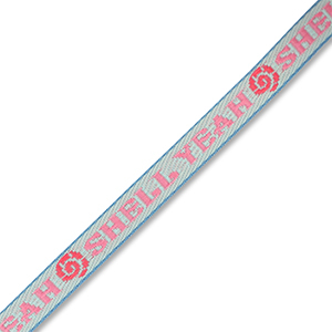 BY31&reg; Cinta con texto lineas "Shell yeah" Azul claro-rosa-rojo coral-azul