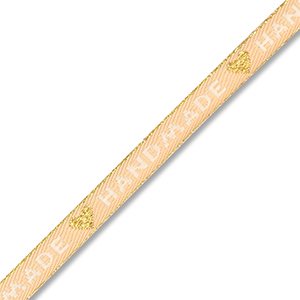 BY31&reg; Cinta con texto lineas "Handmade" Marr&oacute;n beige-blanco-dorado