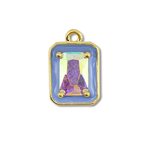 Metal TQ lat&oacute;n colgante rect&aacute;ngulo Dorado-azul-cubierta AB