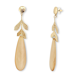 Pendientes trendy gota Caramel beige m&aacute;rmol-dorado