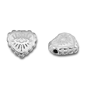 Abalorios Acero Inox coraz&oacute;n con Ojo Providencia Plateado