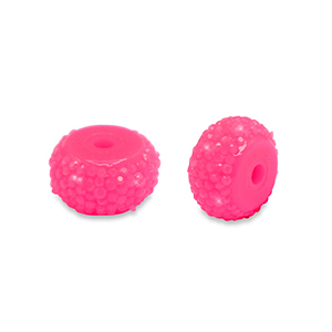 Abalorios de resina rondeles 10mm Rosa ne&oacute;n