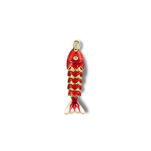 Colgantes de lat&oacute;n Eco-brass&reg; pez Dorado-rojo-blanco