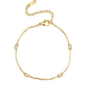 Pulseras Acero Inox cristal Dorado