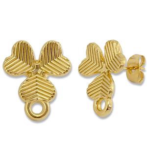 Fornituras Acero Inox pendientes tr&eacute;bol con anilla Dorado