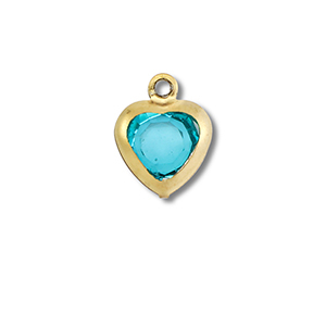 Colgantes Acero Inox coraz&oacute;n Dorado-azul aquamarina