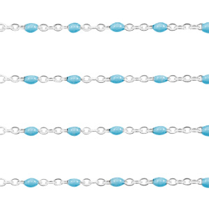 Fornituras Acero Inox cadena jasseron 1mm Verde turqueza-plateado
