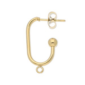 Fornituras Acero Inox pendientes ovalado largo con anilla Dorado