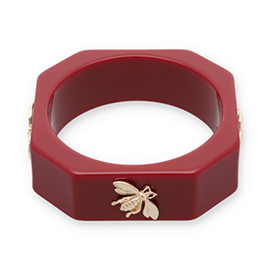 Pulseras bangle de resina con abeja Rojo oscuro-dorado
