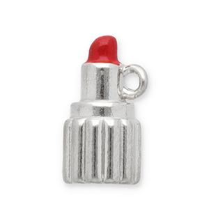 Colgantes Acero Inox l&aacute;piz labial Plateado-rojo