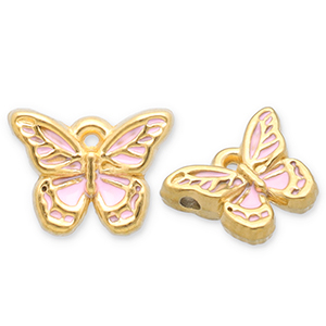 Colgantes Acero Inox mariposa Dorado-rosa claro-blanco