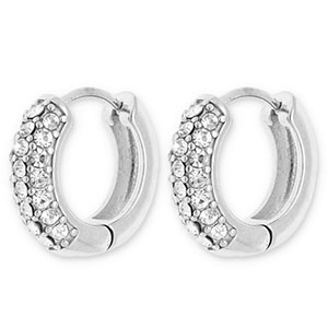 Pendientes Acero Inox criollas con strass Plateado-transparente