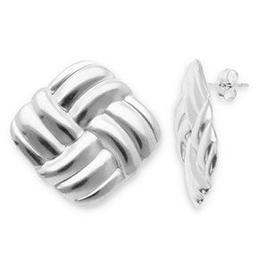 Pendientes Acero Inox cuadrado Plateado