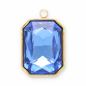 Colgantes Acero Inox faceteado rect&aacute;ngulo Dorado-azul oscuro