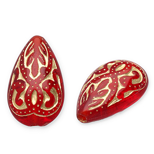 Abalorios acr&iacute;licos gota Rojo-dorado