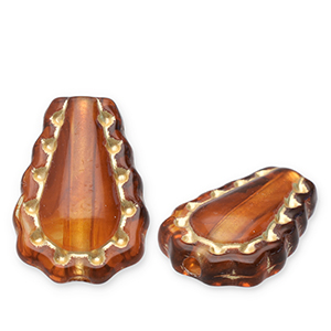 Abalorios acr&iacute;licos gota Marr&oacute;n co&ntilde;ac-dorado