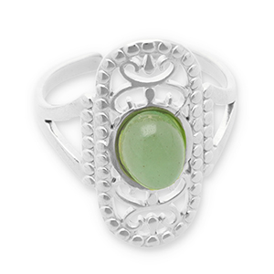 Anillos Acero Inox con piedra natural Plateado-verde jade