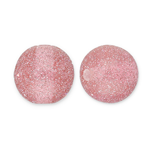 Abalorios acr&iacute;licos con glitter 8 mm Rosa malva-plateado