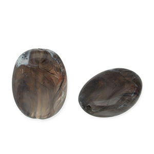 Abalorios acr&iacute;licos &oacute;valo Gris oscuro-blanco