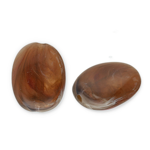 Abalorios acr&iacute;licos &oacute;valo Marr&oacute;n-blanco