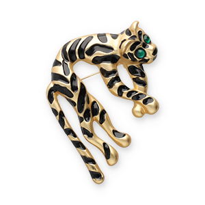 Broches llamativos tigre Dorado-negro-verde