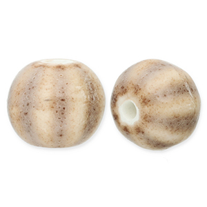 Abalorios de cer&aacute;mica con rayas 12mm Topo claro