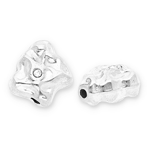 Abalorios Acero Inox irregular con strass Plateado-transparente