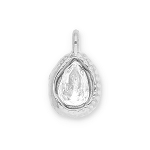 Colgantes Acero Inox gota con faceta Plateado-transparente
