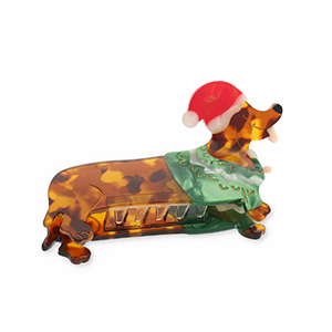 Accesorios pinza para el pelo perrito salchicha con su&eacute;ter Marr&oacute;n-verde-rojo-blanco