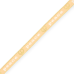 BY31&reg; Cinta con texto lineas "Peace" Amarillo vainilla-blanco-dorado