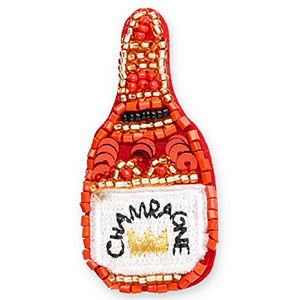 Broches botella champagne Red-white-gold