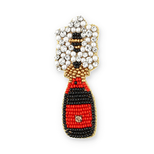 Broches botella champagne Negro-rojo-dorado-blanco