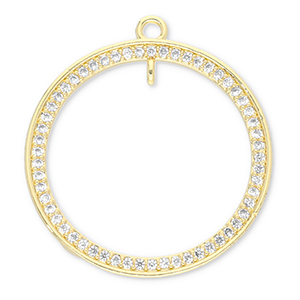 Metal TQ lat&oacute;n colgante redondos con anilla Dorado-transparente