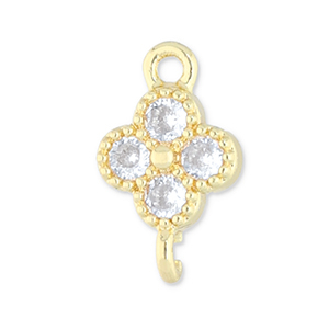 Metal TQ lat&oacute;n entrepieza tr&eacute;bol Dorado-transparente