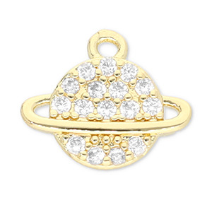 Metal TQ lat&oacute;n colgante planeta Dorado-transparente