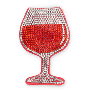 Colgantes llamativos con strass copa de vino Naranja-cristal-rojo coral
