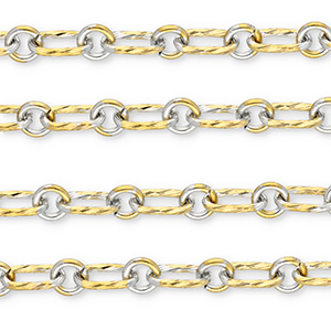 Fornituras Acero Inox cadena jasseron &oacute;valo-redondos Dorado-plateado