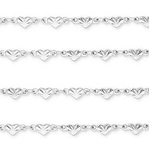 Fornituras Acero Inox cadena jasseron coraz&oacute;n Plateado