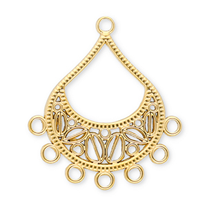 Fornituras acero Inox colgantes gota con 7 anillas Dorado