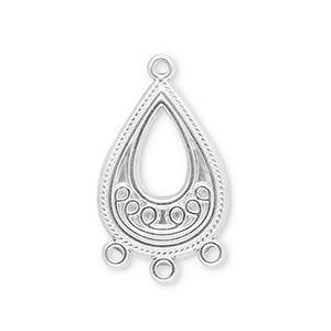 Fornituras acero Inox colgantes gota con 3 anillas Plateado