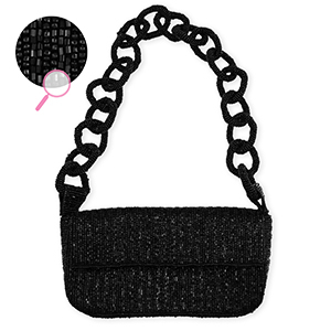 Bolso de mano con abalorios de vidrio Negro