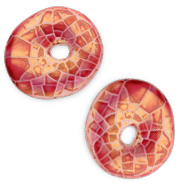 Abalorios de cer&aacute;mica griega DQ dona mosaico Magenta-oro verde 