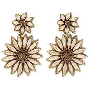 Pendientes trendy con abalorios de vidrio flores Dorado